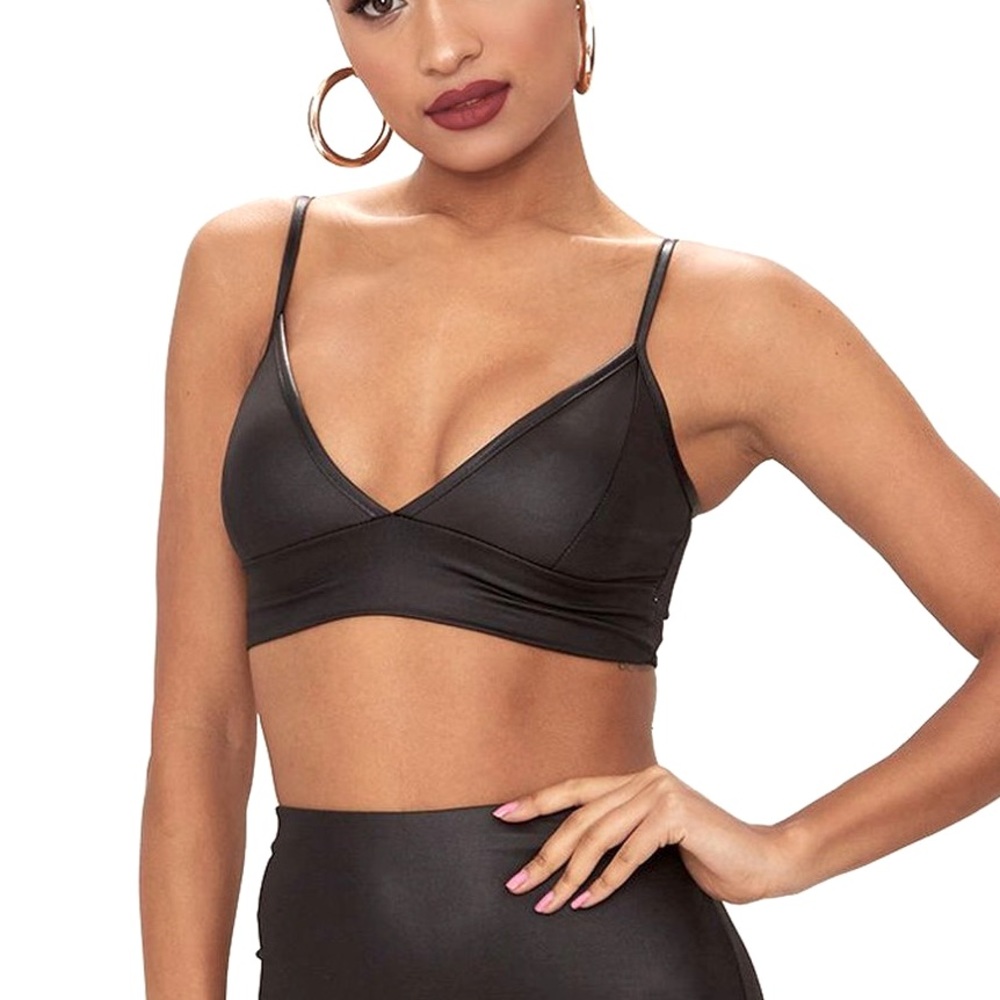 Pretty Little Thing Faux Leather Bralette